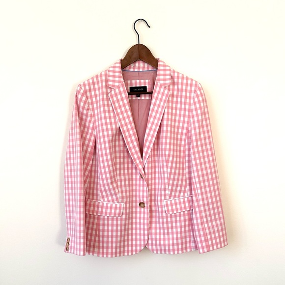 Talbots Pink & White Gingham Blazer - Size 12 - Picture 2 of 10